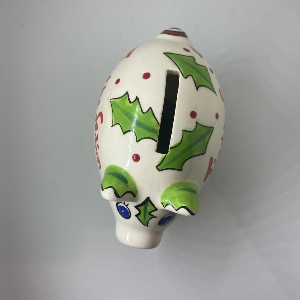 PIG Christmas Tis the Season to Be Jolly Ceramic PIGGY BANK - Picture 5 of 7